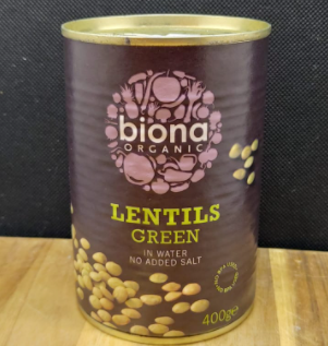 green tinned lentils