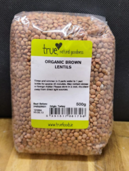 ORGANIC BROWN dried lentils